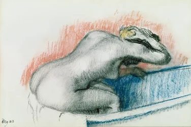 Frau wäscht sich im Bad, ca. 1892